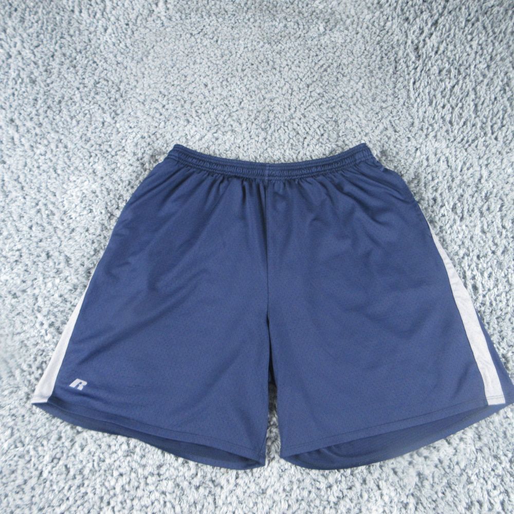 Russell Shorts Mens XL Blue Drawstring Athletic 32x8